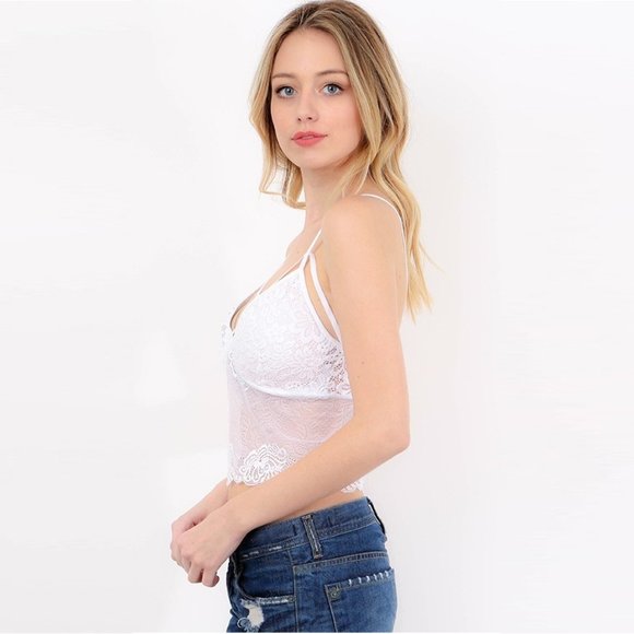 Bralette. Camisole. White Lace. Padded. Size Large. New Mix Brand. - Picture 3 of 5